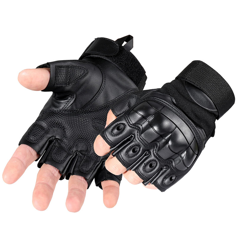 Leatherworking Items - ถุงมือหนัง PU สำหรับขี่มอเตอร์ไซค์ แบบไม่มีนิ้ว สำหรับกิจกรรมทางยุทธวิธี ทหาร