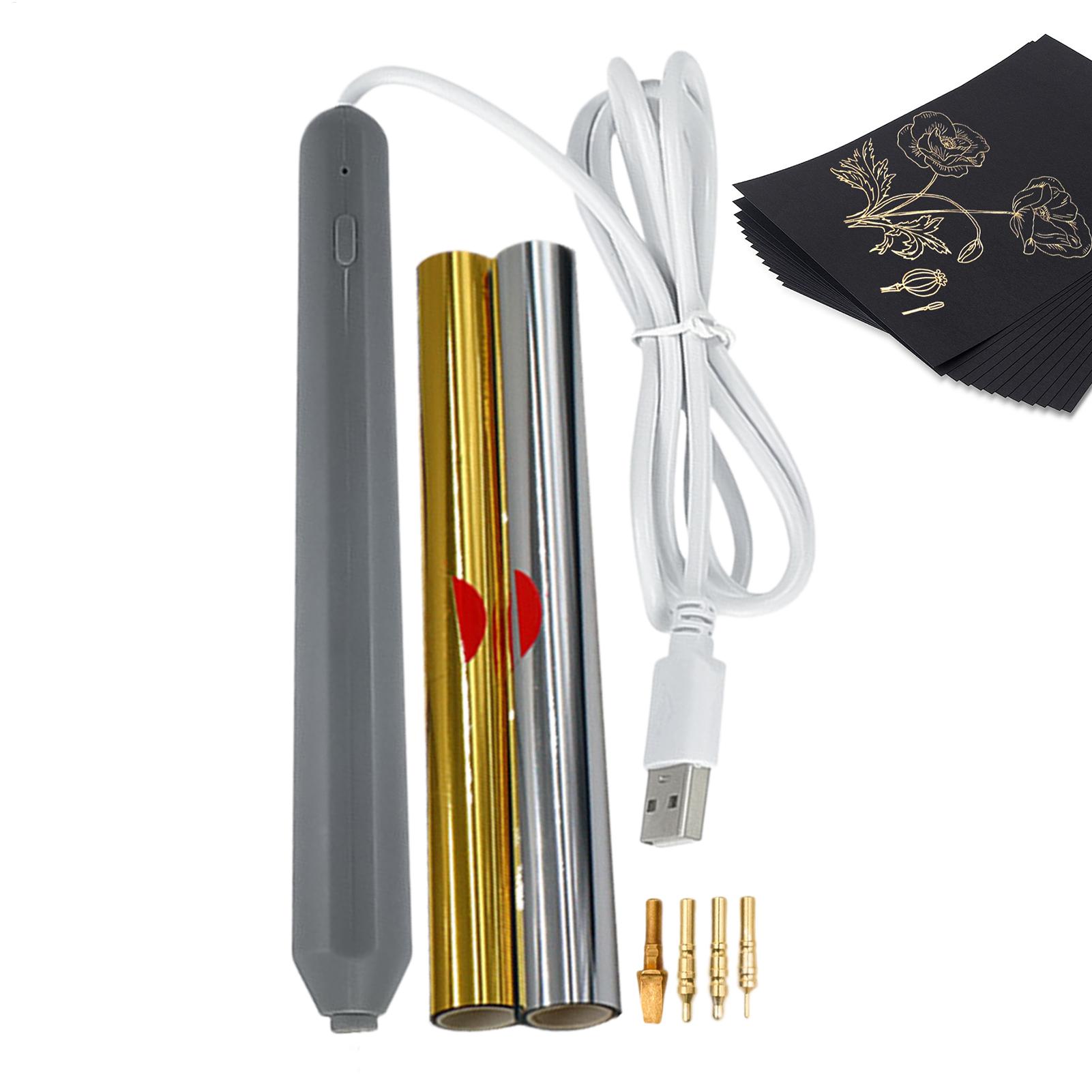 Leatherwork Tool Kit - เครื่องมือปั๊มฟอยล์ร้อนพร้อมหัวโลหะ 4 แบบ ชุดปั๊มฟอยล์สีทอง สำหรับงาน Scrapbooking