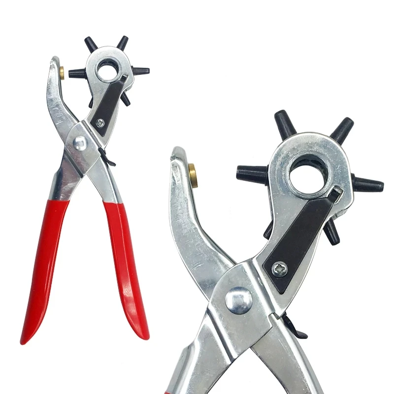 Leather Punch Revolving - เครื่องเจาะตาไก่แบบหมุนคีมเจาะรูเข็มขัดหนังอุปกรณ์ตั้งเครื่องเย็บผ้าเครื่องมือสายนาฬิกางานฝีมือเครื่องหนังในครัวเรือน