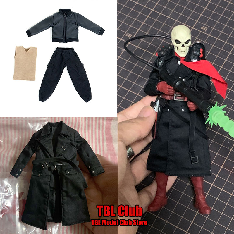 Leatherworking Items - มีสินค้าในสต็อก 1/12 ทหารชาย เสื้อแจ็คเก็ตหนังมอเตอร์ไซค์ลำลองสุดเทรนดี้ กางเกงทำงาน กางเกงขายาวกันลม