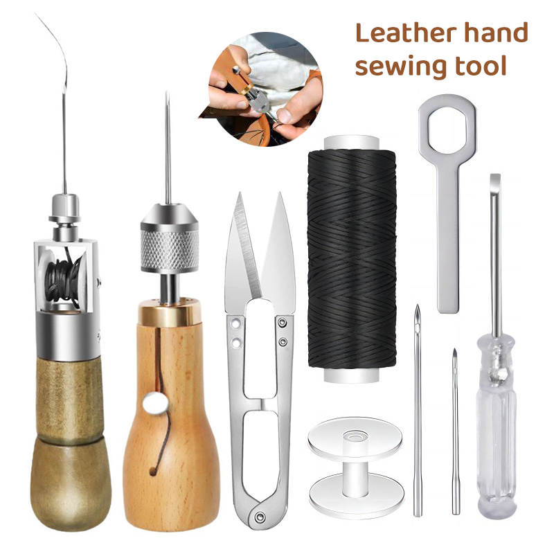 Leatherwork Tool Kit - ชุดอุปกรณ์เย็บหนัง DIY 8 ชิ้น/ชุด เครื่องมือเย็บมือสำหรับงานหนัง เย็บขอบ