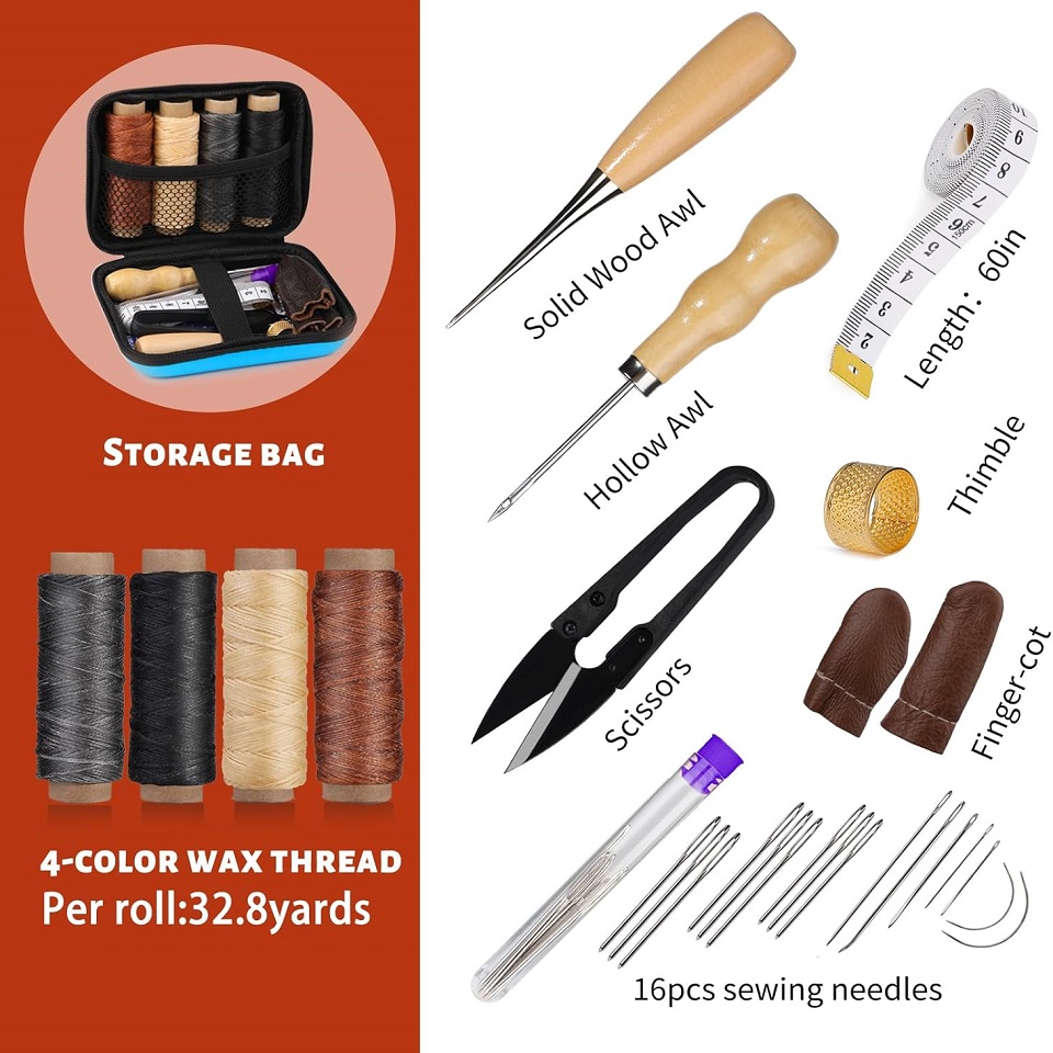 BUDDUR หนังเย็บชุดเครื่องมือด้ - Leatherwork Tool Kit บทวิจารณ์และราคา